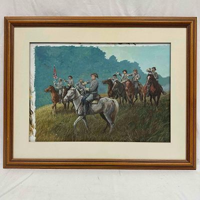 Dick Richardson The Gray Riders Framed Art Print Offset R146. Dick Richardson The Gray Riders 