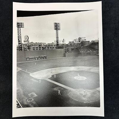 Black and White Silver Gelatin Print Fenway Park Baseball Game Scene Boston Red Sox. Black and 