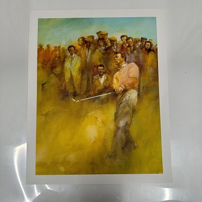 Arnold Palmer Giclee Art Print of Golfer with Spectators Printed on Canvas Textured Paper. Giclee 