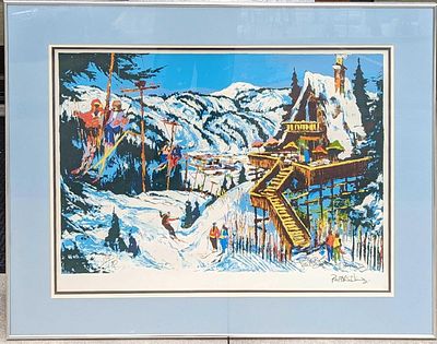 Framed S&N Paul Blaine Henrie Ski Chateau Serigraph. Framed S&amp;N Paul Blaine Henrie Ski 