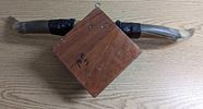 Bull Horn Wall Mount Coat Hanger. Made of real bull horns, wood, and leather. The maker and Image - 4