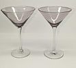 2 Vintage Glass Martini Glasses B. The maker and date of creation are unknown. Each glass is Image - 3