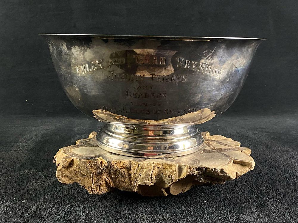 Vintage International Webster - Wilcox Engraved Footed Bowl. This Vintage piece has been tested 