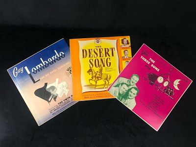 Lot Of 3 Vinyl Records Guy Lombardo The Three Suns Desert Song Decca Filled Hard Multi Colored 