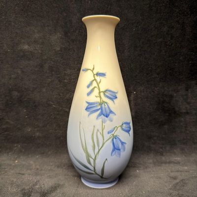 Royal Copenhagen Porcelain Vase with Blue Bell Flowers Denmark. Royal Copenhagen porcelain vase 