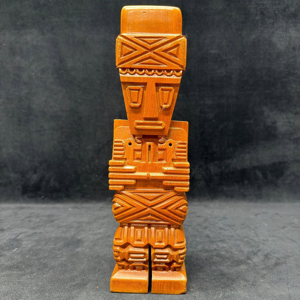 Hand Carved Wooden Figure Tiki Aztec Incan Polynesian Style Design Wood Figure. Hand-carved 