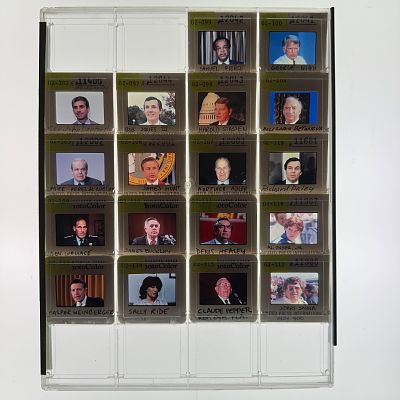 Associated Press News Photo Slides Sally Ride Casper Weinberger and Political Figures. Collection 