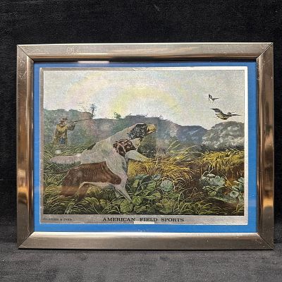 Framed Currier and Ives American Field Sports Hunting Dufex Foil Print. Framed Currier and Ives 