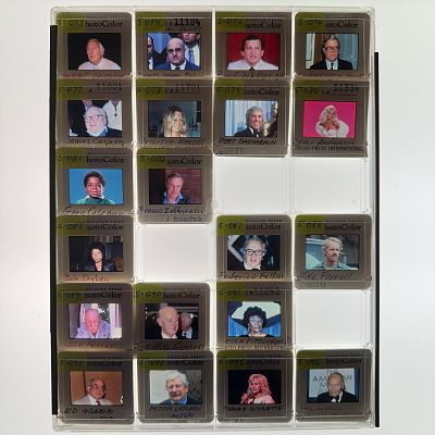 Collection of Celebrity and Public Figure Press Photo Slides Loni Anderson Bob Dylan Gary Coleman. 