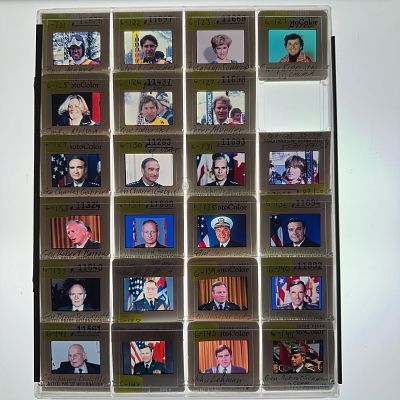 AP Press Photo Slides Featuring Military Leaders Skiers Rosalynn Summers and Public Figures. Coll 