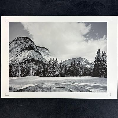 Mountain Golf Course Landscape Black and White Photography Print. Black and white landscape 