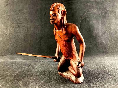 Aboriginal Wooden Warrior Display. This lot includes: 
(1) Aboriginal Wooden Warrior 
