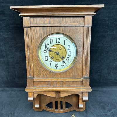 Antique Gustav Becker GW Art Nouveau Wall Clock with Ornate Brass Pendulum. Antique late 19th / 