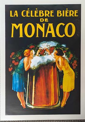 La Celebre Biere de Monaco Reproduction Poster A. This poster is approx 19" x 27 1/2" and it 
