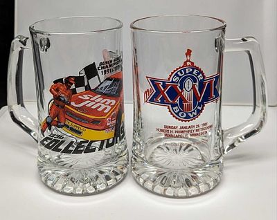 2 Large Glass Slim Jim Super Bowl & Busch Series Mugs. 2 Large Glass Slim Jim Super Bowl &amp; 