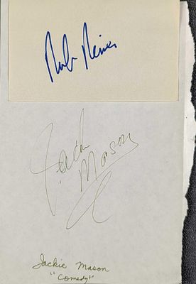 Autographed Rob Reiner & Jackie Mason Cards. This lot includes: 
(1) Rob Reiner autographed 