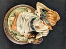 JB Giuseppe Armani Lady Figurine With Basket. Hand-painted Capodimonte porcelain of an woman in Image - 5