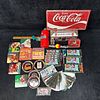 Coca Cola Advertising and Collectibles Assortment Tins Sign Coasters Cards and Accessories. Mixed Image - 1