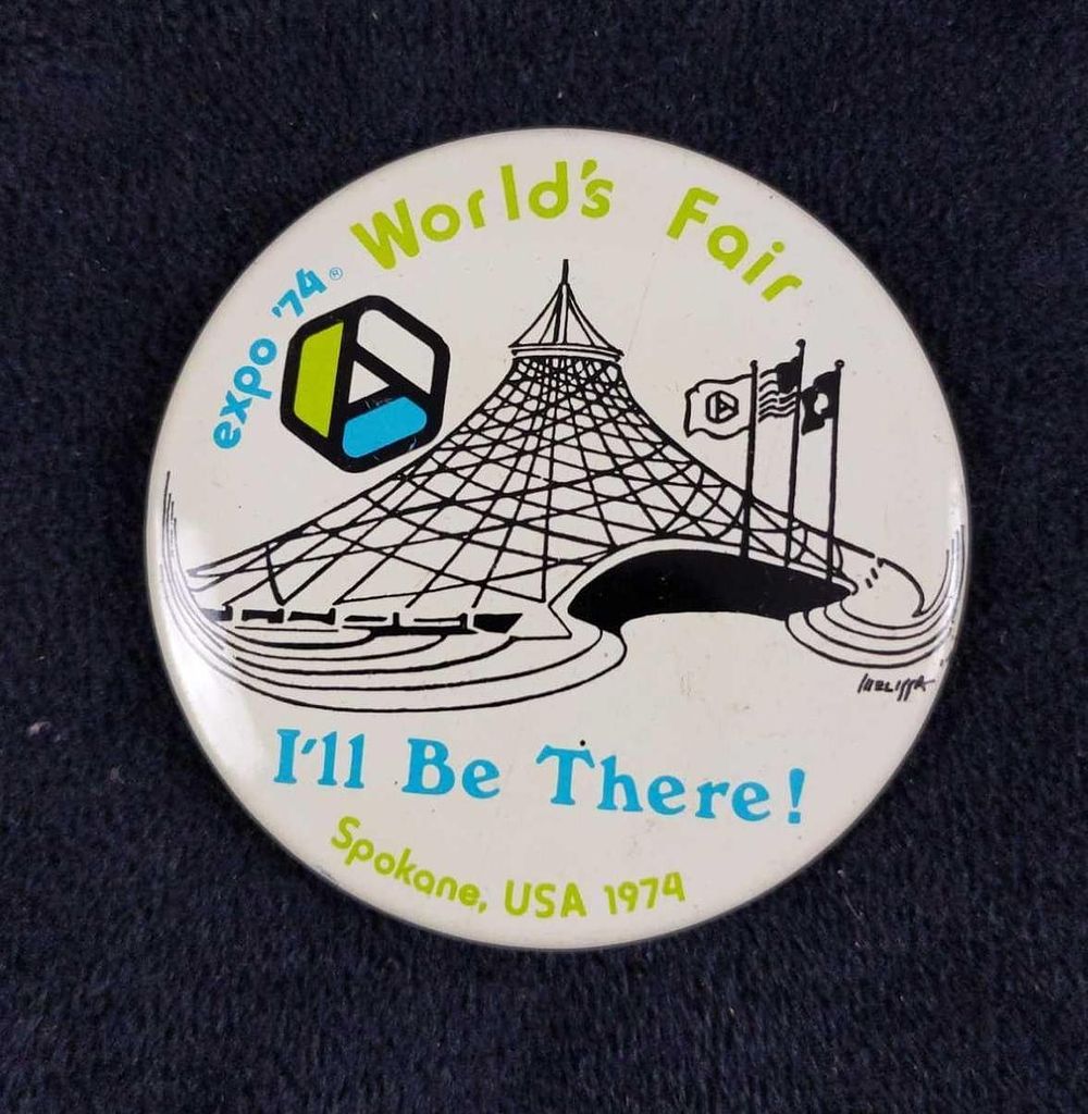 37 Expo 74 World Fair Spokane, Washington Buttons. Thirty-seven pin-back buttons from the 1974 