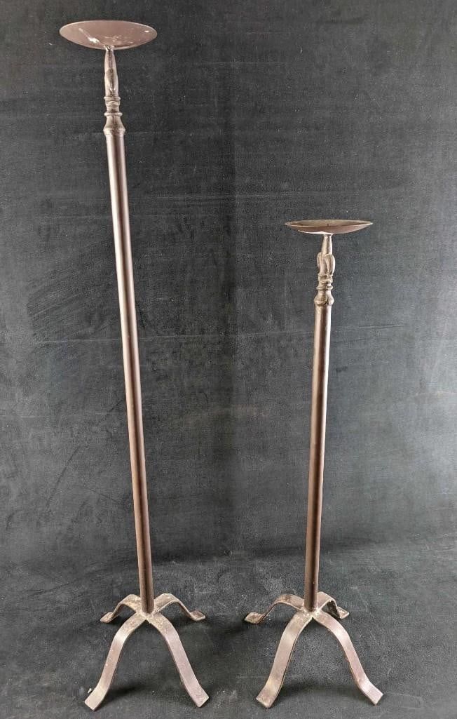 2 Home Interior Design Metal Floor Candle Holders. The tall one is approx 8" x 8" x 39". The 