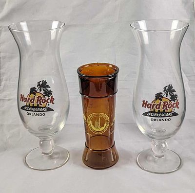 2 Hard Rock Orlando Hurricane Glasses & Alabama Space & Rocket Center Tumbler. This lot 