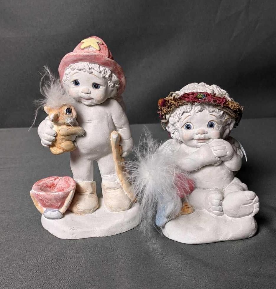 Two Dreamsicles Figurines (1) "Burin Love" (2) "Have a Heart". (1) "Burin love" Fireman Baby 