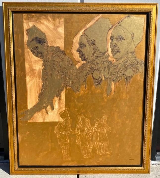 Lot 474: Roul Santos Three Women Acrylic on Canvas Signed