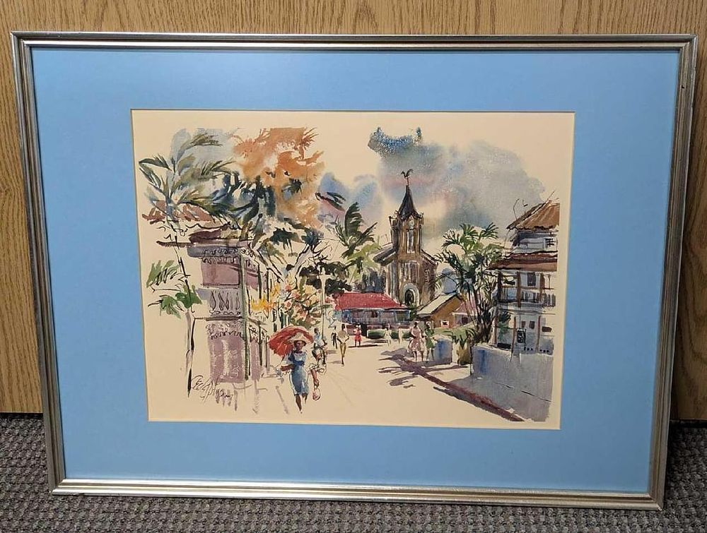 Lot 500: Framed Cecile Ryden Johnson Sunday Morning In Port Antonio Print R72