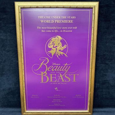 Disney Beauty and the Beast World Premiere Theatre Poster A New Musical Framed Purple Gold. Origi 