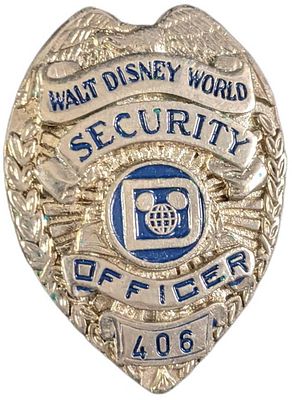 Early 1980s Disney World Female Security Badge. 1970/1980s Disney World Female Security Metal 