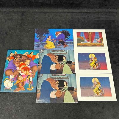 Disney Beauty and The Beast Postcards Animation Art Memorabilia. Collection of seven vintage 