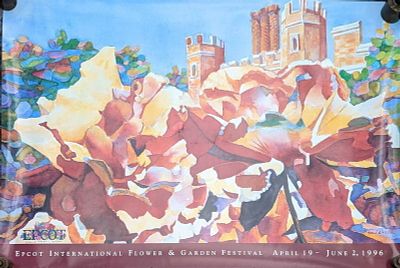 Signed & Numbered Disney Epcot Garden Poster 1996. Here is a poster from Epcot's "International 