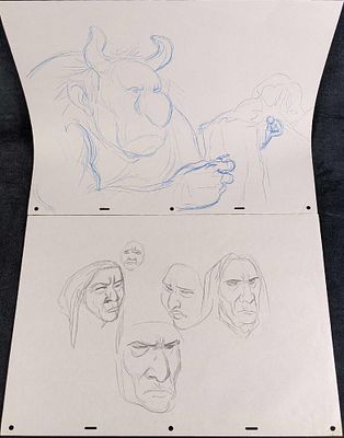 2 Original Disney Artist Drawn Animation Production Sketches. Here are two different animation 