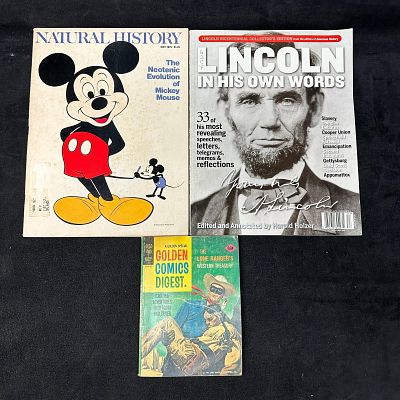Magazine and Comic Digest Lot Mickey Mouse Lincoln Bicentennial Lone Ranger. Mixed lot of 