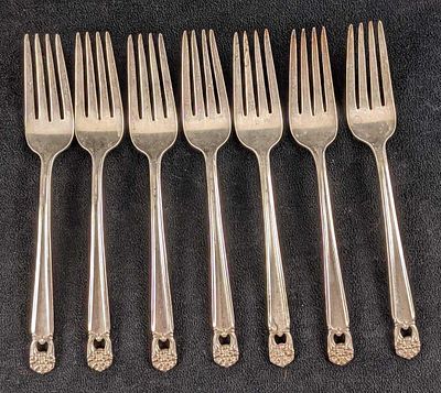 Seven Vintage Eternally Yours Silverplate Forks. This lot includes eight " Eternally Yours" 