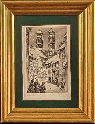 Original Framed Vintage Grossm&uuml;nster Etching. Original Framed Vintage Grossm&uuml;nster Etching. 