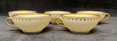 Five Limoges Gold Trim Tea Cups. This lot contains a Five Limoges Gold Trim Tea Cups. Each Tea 