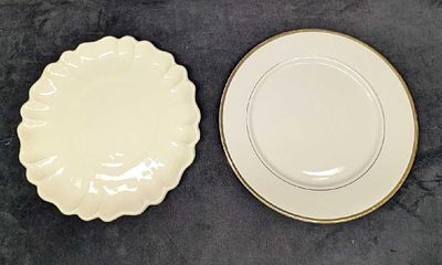 2 Pottery And China 12" Serving Trays. This lot includes: (1) Pottery White Platter. This is 