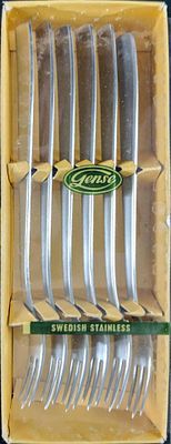 Six Vintage Gense Stainless Steel Cocktail Forks. Six Vintage Gense Swedish Stainless Steel 