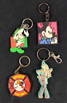 Four Disney Mickey Mouse Star Wars Keychains. This lot includes: (1) Mickey In Blue Keychain. Is 