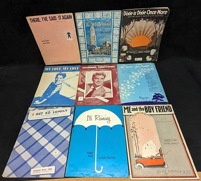 9 Vintage Classic Music Sheet Music Star Dust. This lot includes: 
(1) I Get So Lonely. This was 