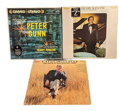 Three Classic Henry Mancini Vinyl LP Records. Often cited as one of the greatest composers in 