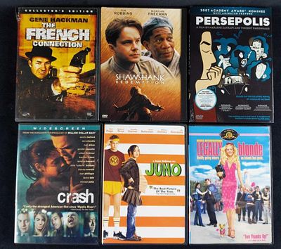 Six DVDs Classics Comedies Juno Crash Shawshank. This lot includes Widescreen DVDs: (1) The 