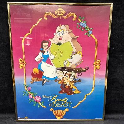 Disney Beauty and The Beast Framed Colorful Poster Belle Lumiere Mrs. Potts and Chip. Colorful 