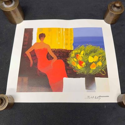 Emile Bellet Interieur Seriolithograph Print Signed. Light noticeable creases. Includes 
