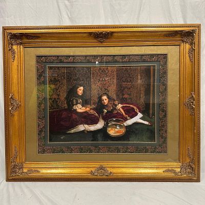 Victorian Style Framed The Sisters Leisure Interior Genre Reproduction Print R235. Large framed 