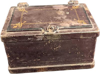 Antique Iron Stage Coach Lockbox With Handles. Antique Iron Stage Coach Lock Box With Handles. 