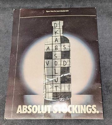 Sealed Absolut Vodka Stockings B. These originally came with an issue of Spy Magazine in the 