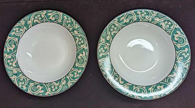 2 Retired Sango Pavilion China Large Rim Soup Bowls B. Each is approx 9 1/4" x 9 1/4" x 2" and 