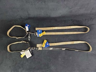 UCF Football Dog Collars and Leashes B. Lot contains 2 collars and leashes: 1- UCF, black with 